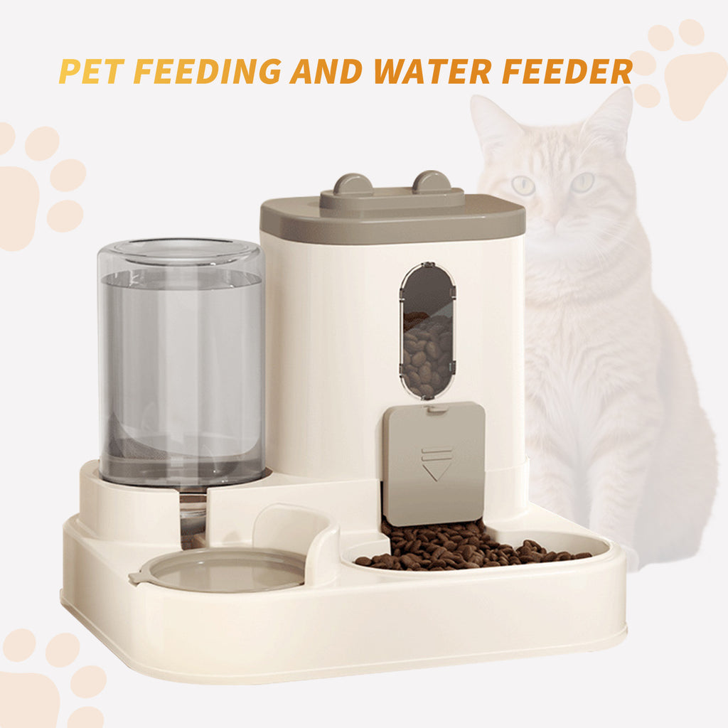 Fully Automatic 2in1 Cat Food Dispenser - Integrated Water And Food Feeding System - Cute Water Dispenser Cat Accessories